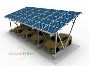 Montage au sol d'un abri de voiture solaire en aluminium