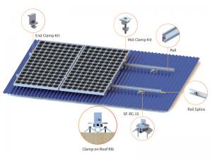Support de toit métallique SolFirsTech - Pinces de fixation ondulées