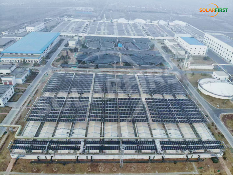 Projet de système de montage flexible de 1,9 MWc pour station d'épuration des eaux usées de Zibo Shandong